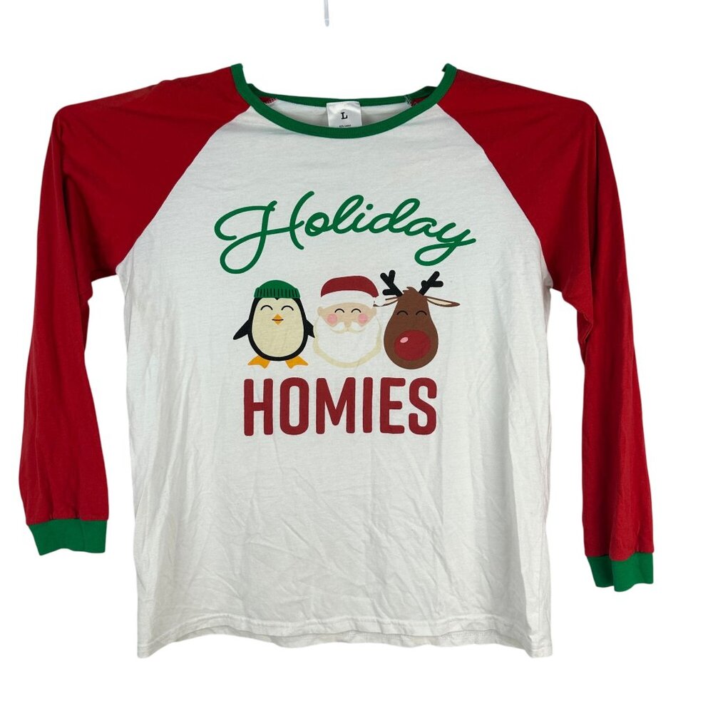 Long Sleeve Holiday Raglan Shirt With Holiday Homies Graphic Size L Christmas